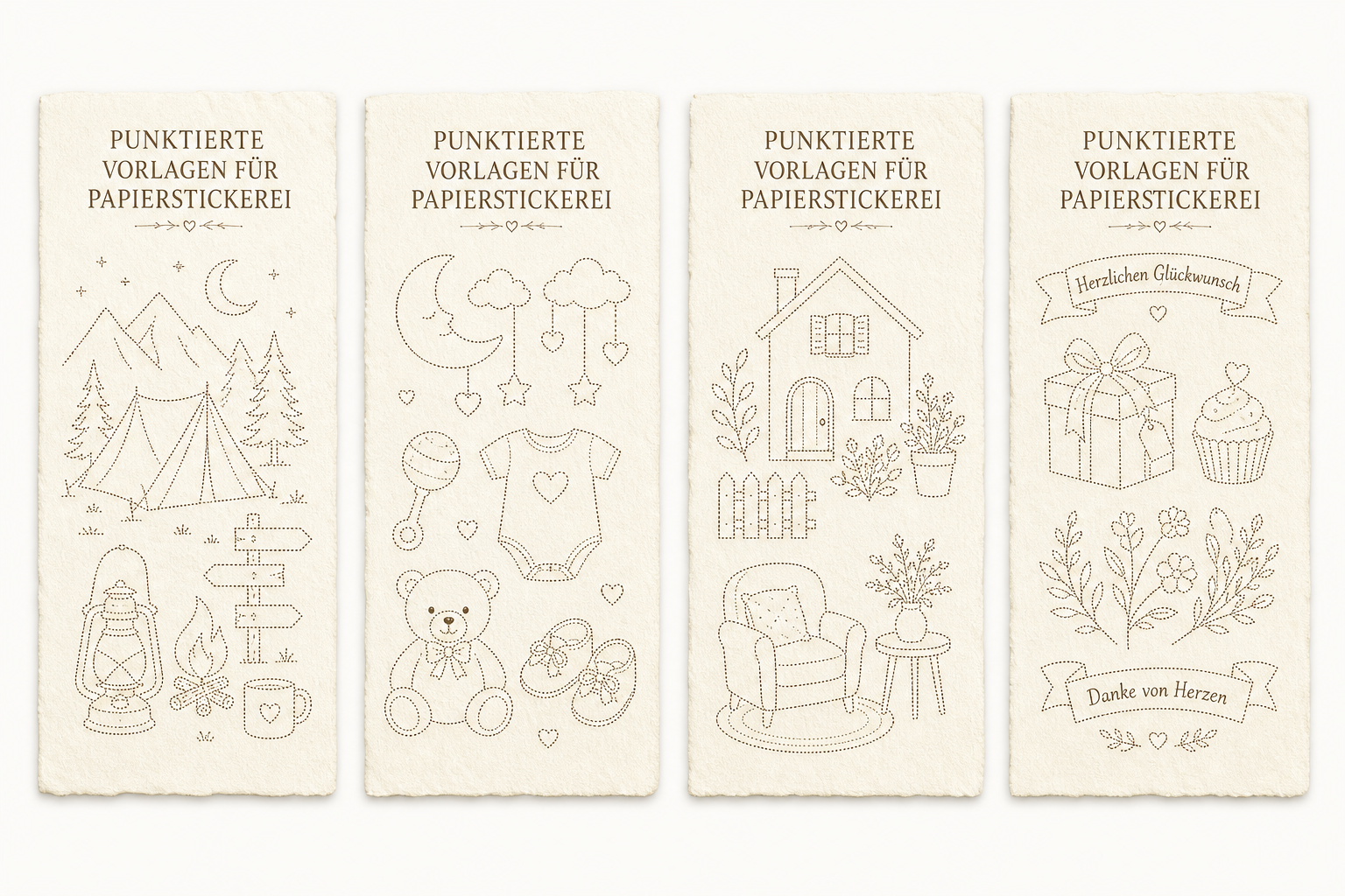 Punktierte Vorlagen für Papierstickerei